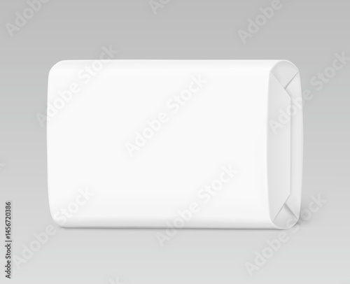 Realistic wrap packaging for bar soap mockup. Vector illustration isolated on grey background. Easy to use for presentation your product, idea, design. EPS10.
