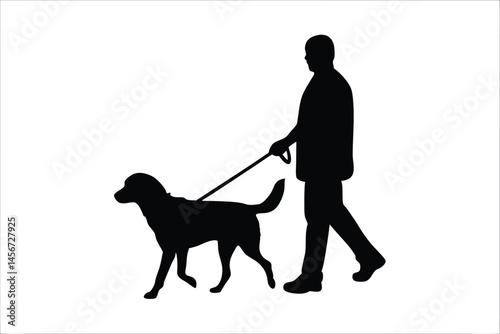 A man walking a dog silhouette, dog black symbol