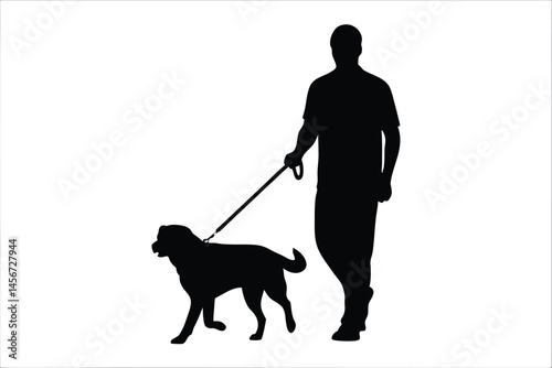 A man walking a dog silhouette, dog black symbol