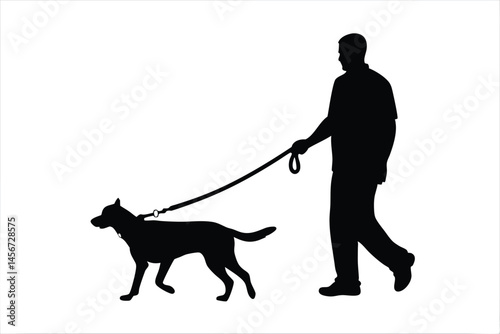 A man walking a dog silhouette, dog black symbol