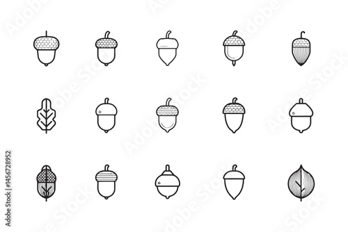 Simple Acorn Line Art Icon