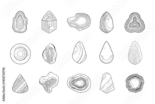 Minimal Agate Stone Outline Art