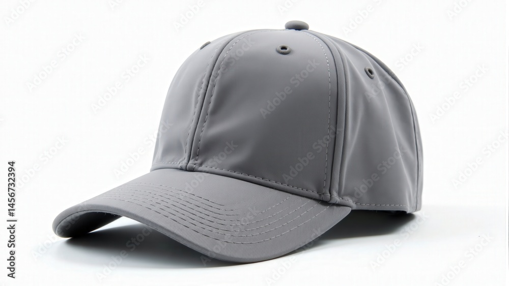 Fototapeta premium Gray Baseball Cap On White Background