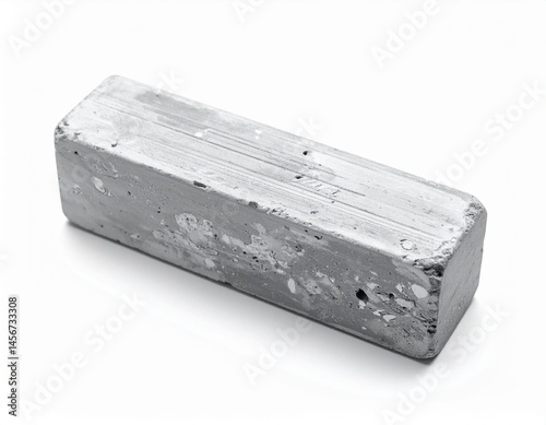 Obraz na płótnie Gray bar with mottled texture and aged look, casting a soft shadow on a white surface w salonie