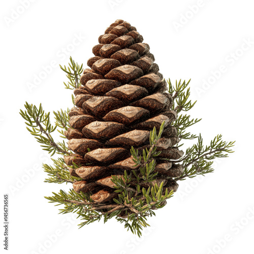 Majestic Pine Cone with Evergreen Sprigs Nature's Autumnal Ornament