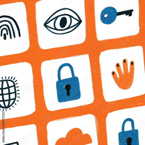 Cybersecurity Icon Set – Data Protection, Firewall, Encryption, Hacking Prevention Symbols
