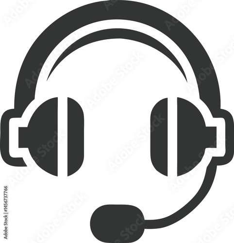 Headset with Microphone Icon, Headphones, Communication Tool, Audio