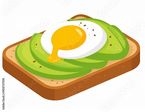 Obraz na płótnie Avocado toast A vibrant slice topped with sliced avocado and a sunny-side-up egg, light and nutritious w salonie