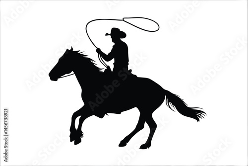 A running horse with cowboy silhouette vector, horse with cowboy black vector