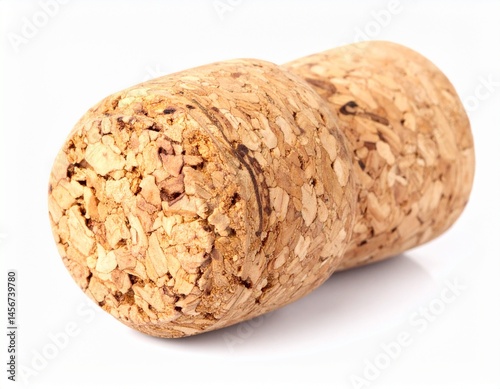 Obraz na płótnie Close-up shows a tan cork with natural grain and texture,isolated on a white background w salonie