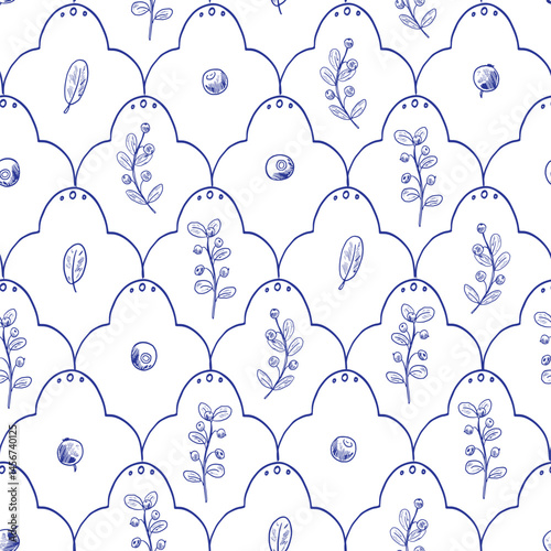 Blueberry simple summer pattern cute ornament vector seamless background