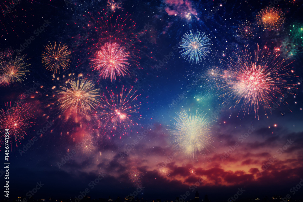Fototapeta premium colorful fireworks in the night sky