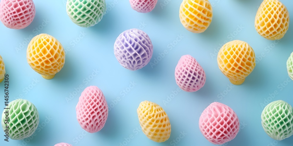 Pastel Easter Eggs Pattern Background Flatlay Pastel Easter Eggs Pattern Background Flatlay