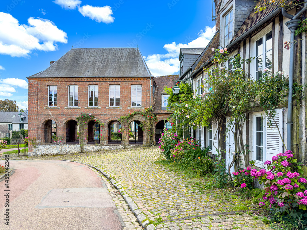 Antique building view in Gerberoy, France.
