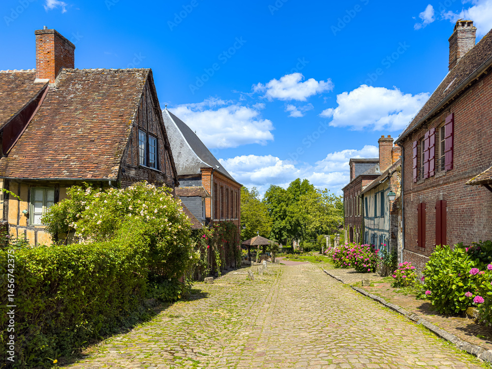 Beautiful Street view of Buildings, Gerberoy, France.