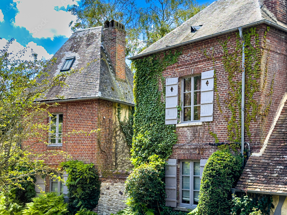 Antique building view in Gerberoy, France.