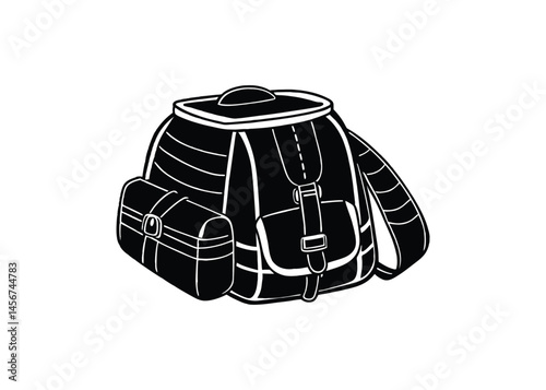 Silhouette of rucksack isolated on a white background
