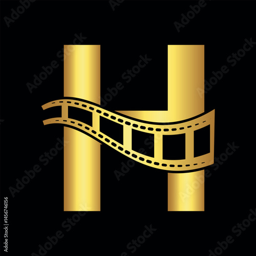 Movie film Logo combine with letter H vector template