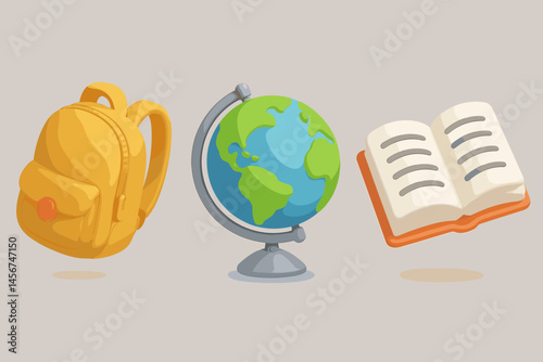 Backpack, globe, and book: elements of education and exploration