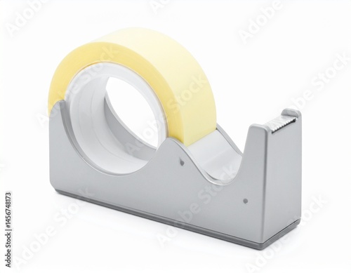 Obraz na płótnie Dispenser holding roll of adhesive tape, silver frame, office supply against white w salonie