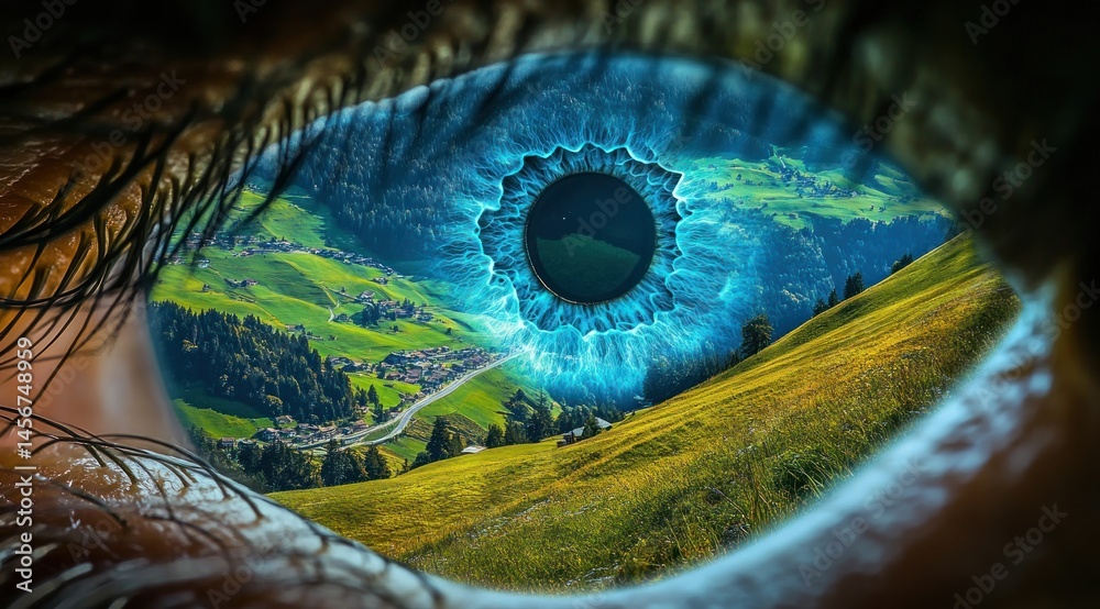 Fototapeta premium A Serene Vision: Discovering Tranquility Within the Eye's Gaze