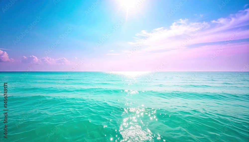 Obraz premium Serene sunset over tranquil ocean waters coastal paradise photography nature aerial perspective peaceful escape
