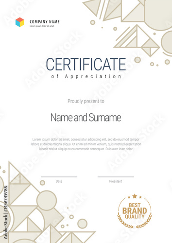 Certificate template. Diploma of modern design or gift certificate. Vector illustration.