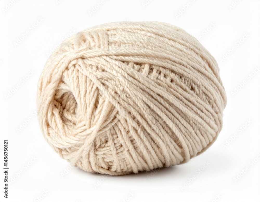 Cream colored yarn ball, textured. Perfect for knitting