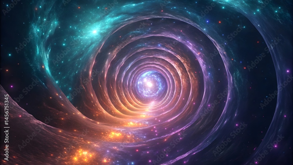 Cosmic Spiral Tunnel- Vibrant Space Journey Art Cosmic Spiral Tunnel- Vibrant Space Journey Art