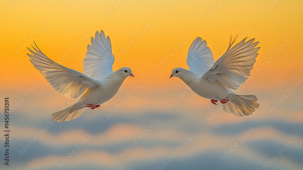 Fototapeta premium Birds flying in sunset sky