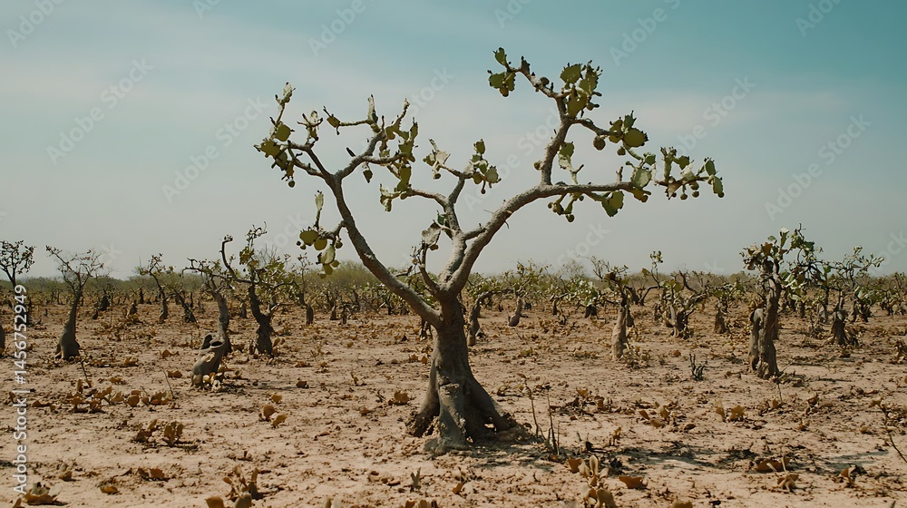 Fototapeta premium A barren desert landscape expanding due to climate change 
