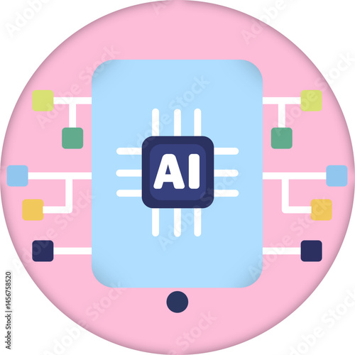 Central AI Chip SVG icon – symbolizing core artificial intelligence processing unit, smart computing, and advanced AI technology.

