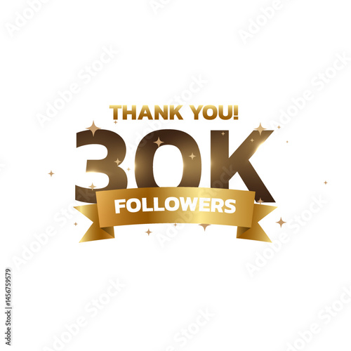 Thank you 30k followers background, greeting for fans. Followers thank you background design.