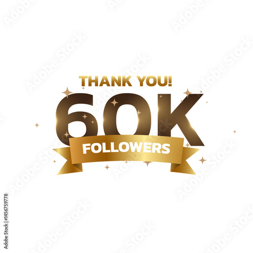 Thank you 60k followers background, greeting for fans. Followers thank you background design.