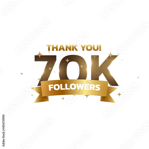 Thank you 70k followers background, greeting for fans. Followers thank you background design.