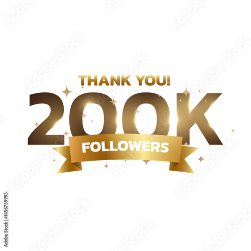 Thank you 200k followers background, greeting for fans. Followers thank you background design.
