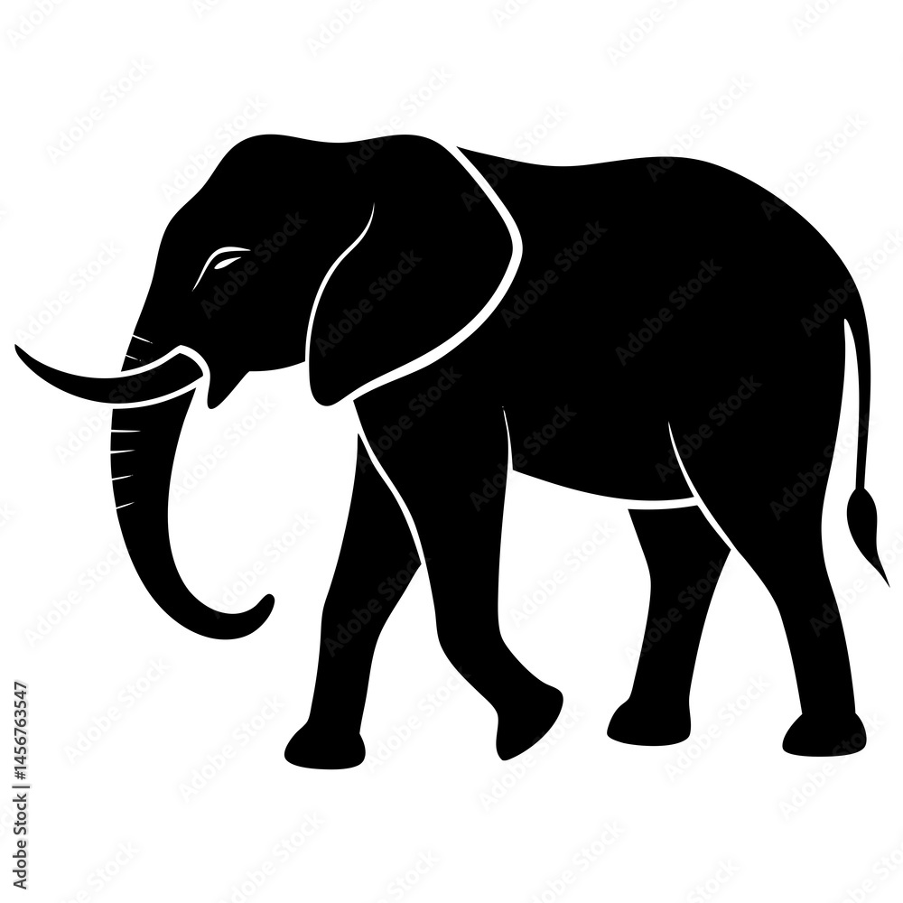 Fototapeta premium a elephant silhouette on a white background,