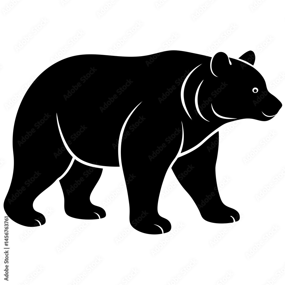 Fototapeta premium a bear silhouette on a white background,
