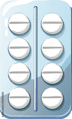 Professional Pill Blister Pack Vector Isolated - Medication Calendar Illustration - Foil Seal Tablet Organizer - Healthcare Compliance Graphic - Pharmacy Safety Concept