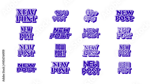New post icons, social media set, blogger new post stickers.