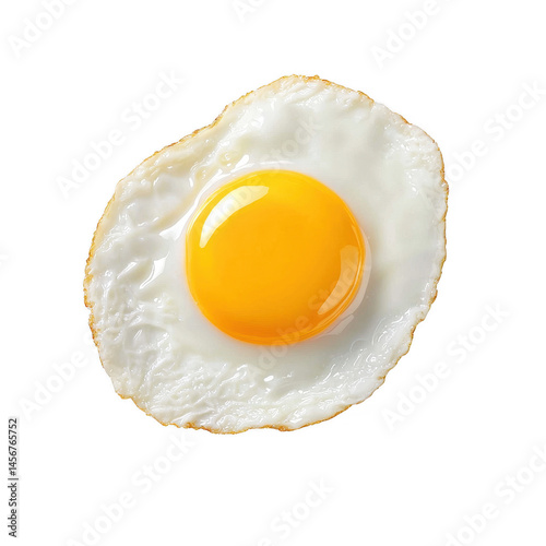 A perfectly cooked sunny-side-up egg with a vibrant yellow yolk. Ideal for breakfast dishes or food photography.
