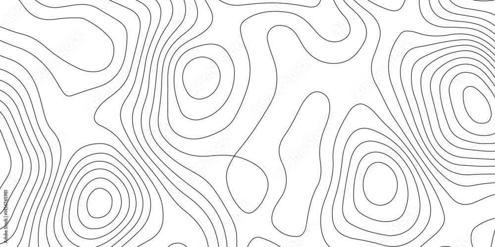 Fototapeta premium Topographic map background with geographic grid for hiking and mountain sport. modern design with white background and black wave lines. topographic contour lines vector map seamless pattern vector.