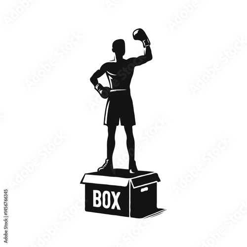 Boxer pose silhouette vector