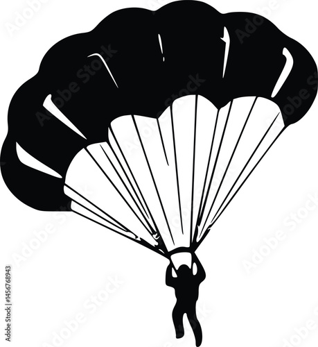 Parachute Jumper Silhouette – Dynamic Skydiving Motion Graphic for Adventure, Air Sports, and Extreme Performance Design