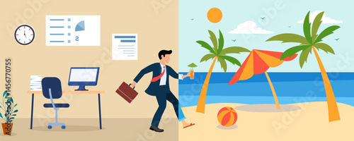 businessman vacation leave enjoying work life balance at the beach time management workplace enjoying