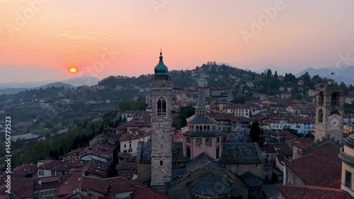 Wallpaper Mural Aerial View of the Enchanting Bergamo City Showcasing Its Stunning Historical Architecture. Italy Torontodigital.ca
