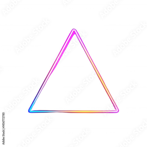 A vibrant, neon triangle shape glowing with a multicolored gradient against a black background, ideal for modern designs and digital art projects.