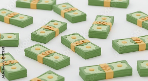 Stacks of Money Illustration on White Background