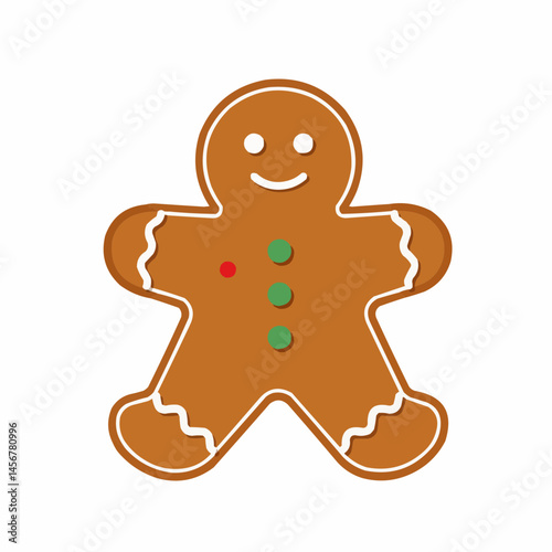 Cute decorated gingerbread man with a happy smile illustration