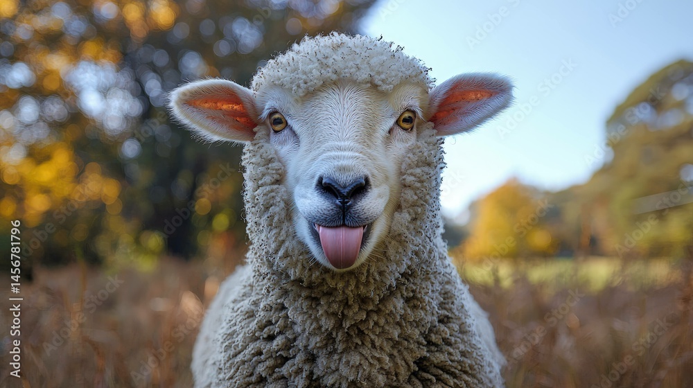 Fototapeta premium Closeup sheep portrait outdoors